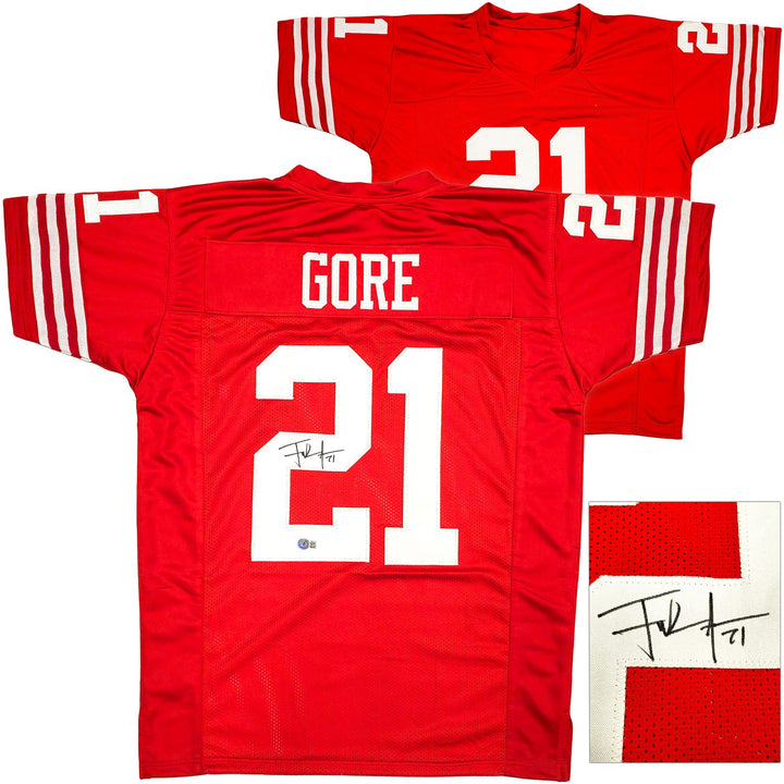 San Francisco 49ers Frank Gore Signed Red Jersey Beckett Witness