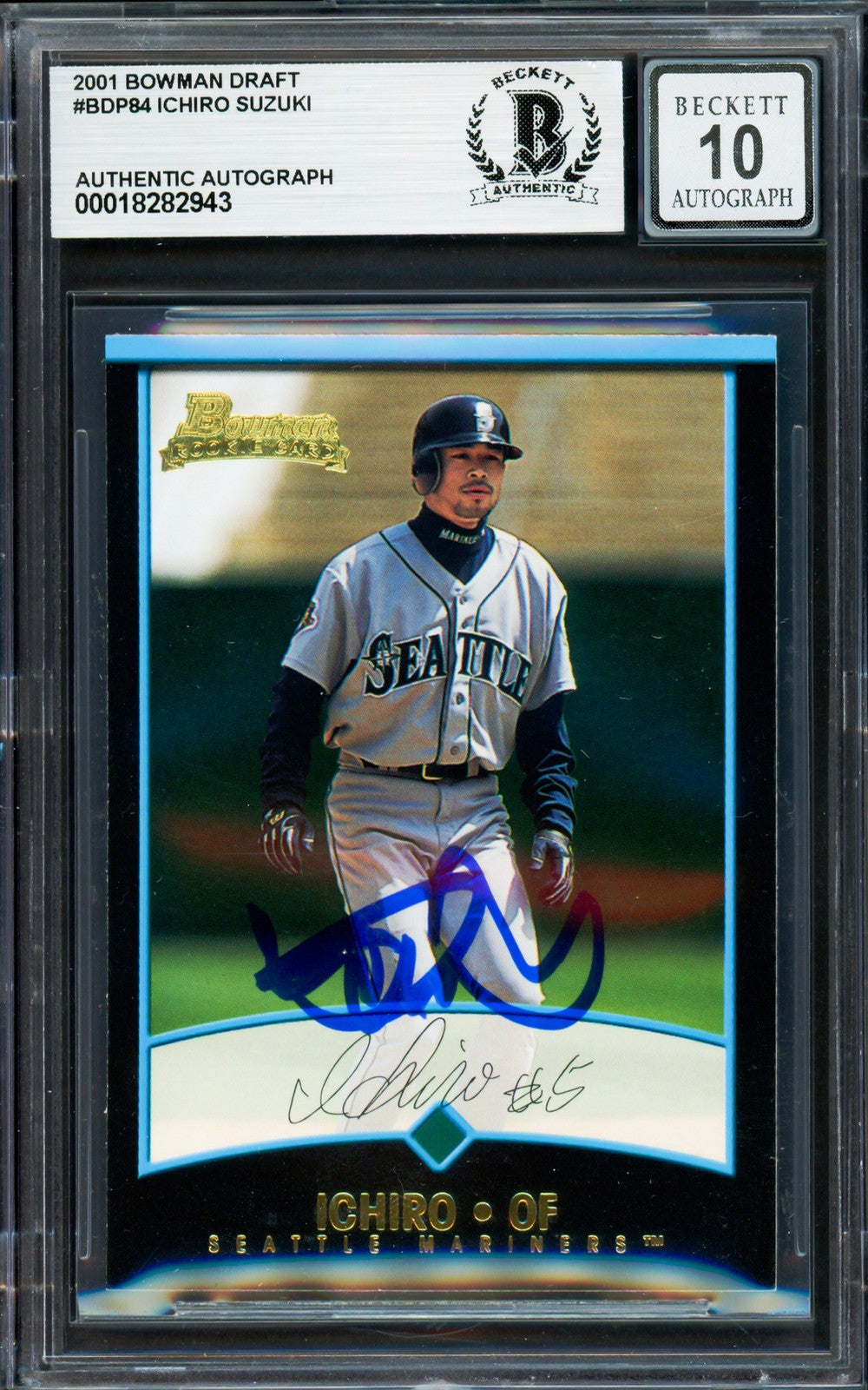 Ichiro Suzuki Auto 2001 Bowman Draft Picks RC BDP84 Mariners Sig 10 Beckett 943