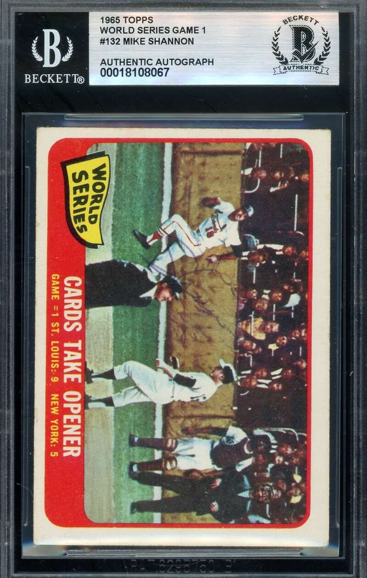Mike Shannon Beckett BAS Vintage Signed 1965 Topps 1964 World Series Autograph