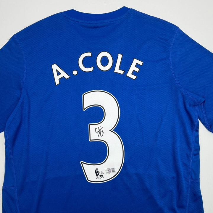 Autographed/Signed Ashley Cole Chelsea Blue Soccer Jersey Beckett BAS COA