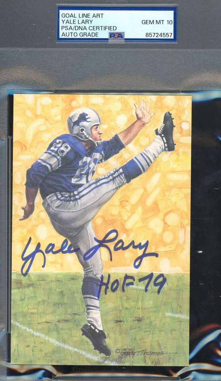 Yale Lary Gem Mint 10 PSA DNA Autograph Goal Line Art Card GLAC Signed HOF 79