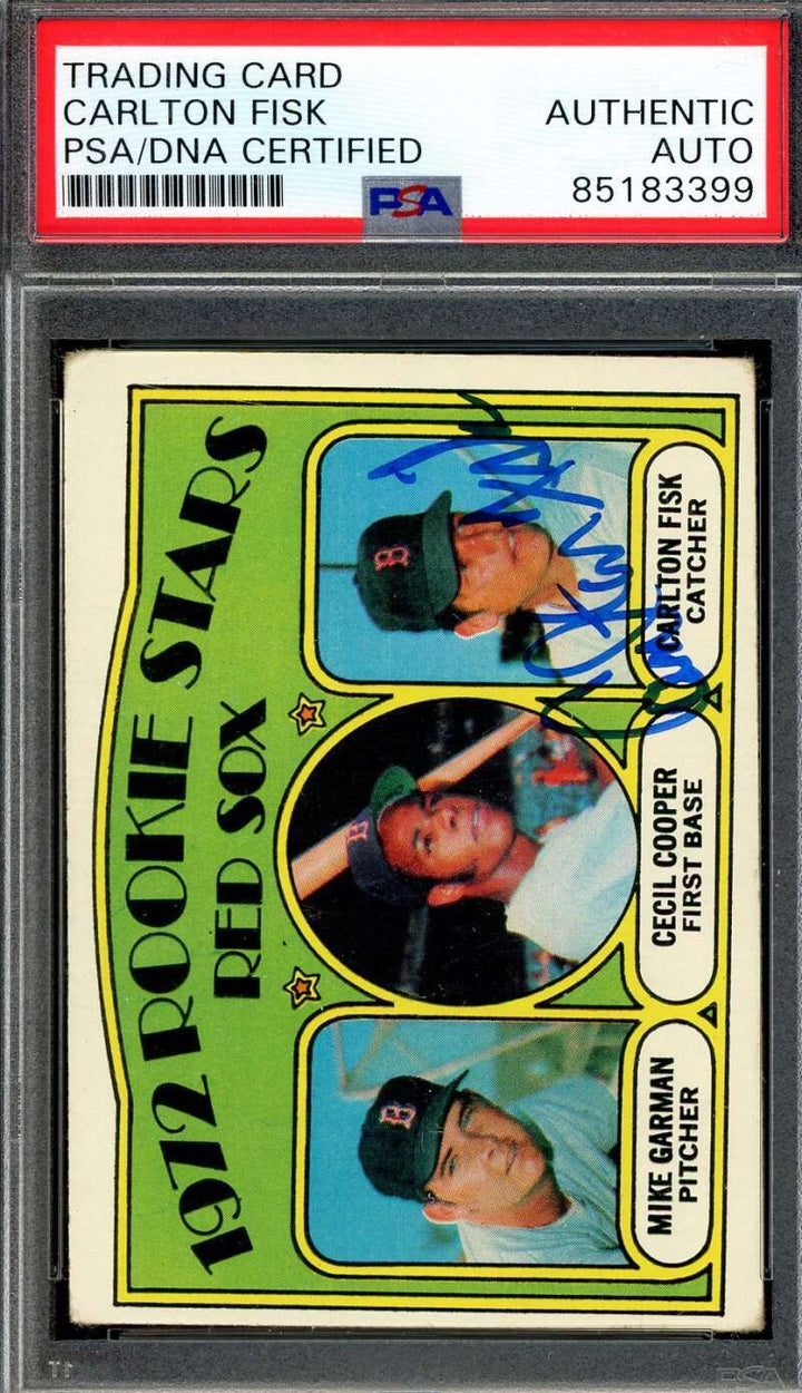 Carlton Fisk PSA DNA Signed 1972 Topps Rookie Autograph