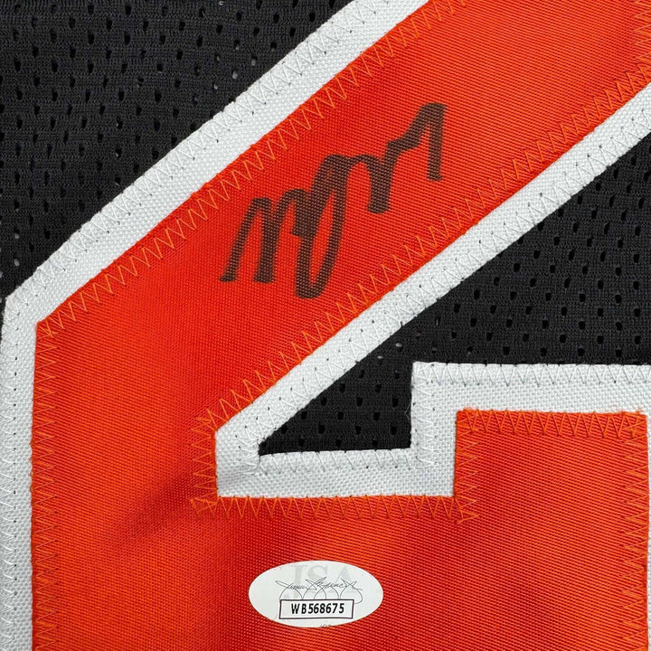 Framed Autographed/Signed Deuce Miles McBride 35x39 NY Black Jersey JSA COA