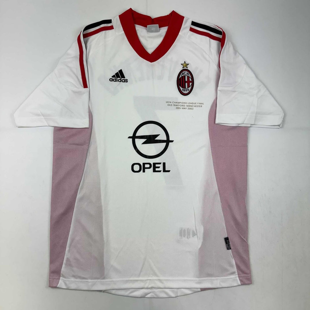 Autographed/Signed Andriy Shevchenko AC Milan White Futbol Jersey BAS COA