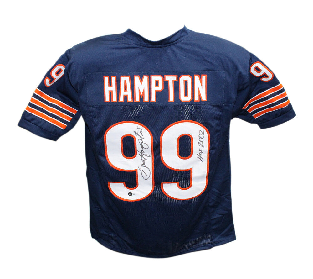 Dan Hampton Autographed/Signed Pro Style Blue HOF Jersey Beckett 41025