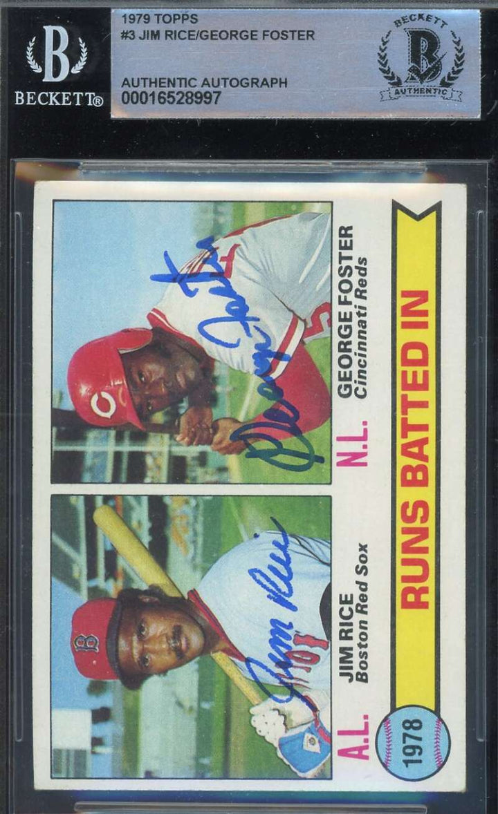 Jim Rice George Foster Beckett BAS Signed 1979 Topps 1978 Leaders Autographed