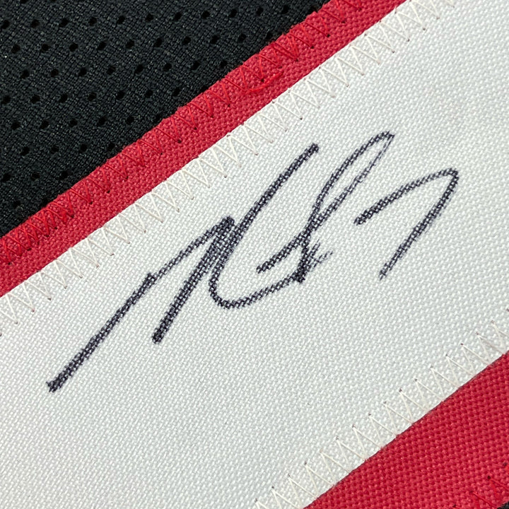 FRAMED Autographed/Signed MICHAEL MIKE VICK 33x42 Atlanta Black Jersey PSA COA
