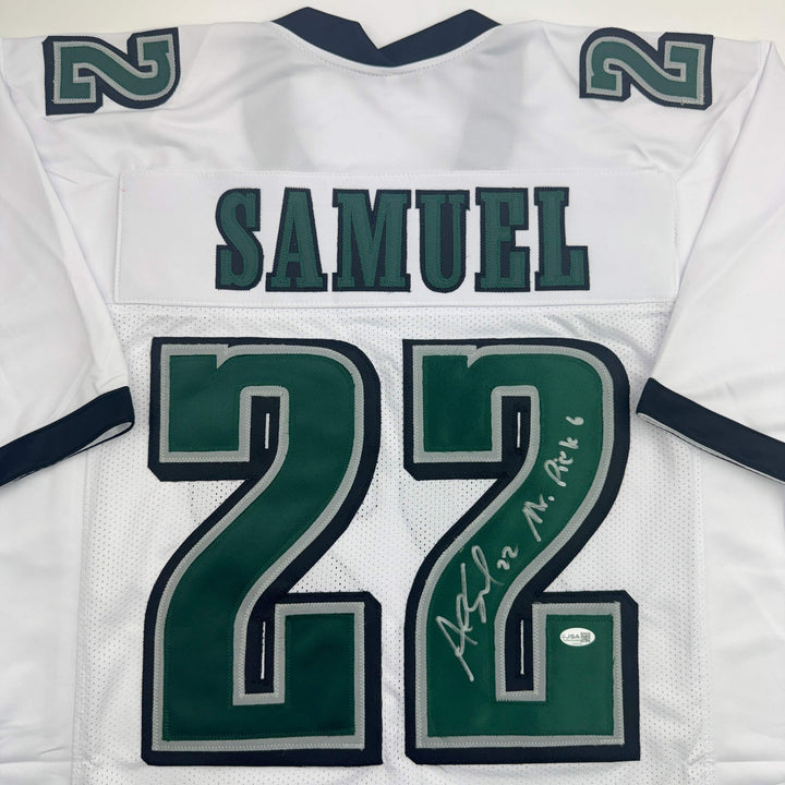 Autographed/Signed Asante Samuel Sr. "4x Pro Bowl" White Jersey JSA COA