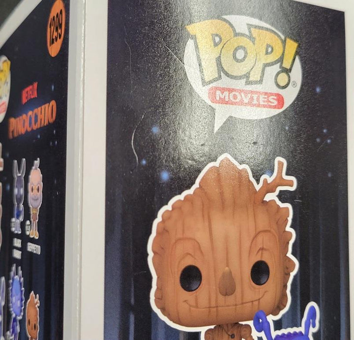 Pinocchio cast signed Funko Pop! Del Toro Mann Gustafson Bradley autograph BAS