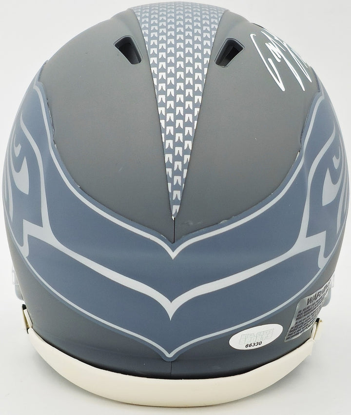 Tyler Lockett Signed Seattle Seahawks Slate Gray Speed Mini Helmet MCS Holo