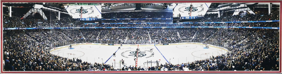 Unsigned Framed 12x36 Panoramic Photo Kraken 'Inaugural Game at Climate Pledge'