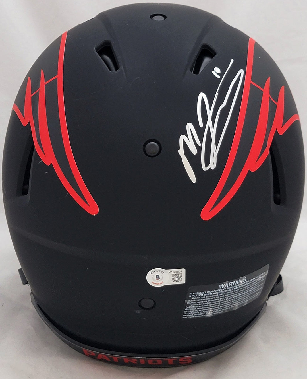 Mac Jones Auto Patriots Eclipse Black Full Size Authentic Speed Helmet Beckett