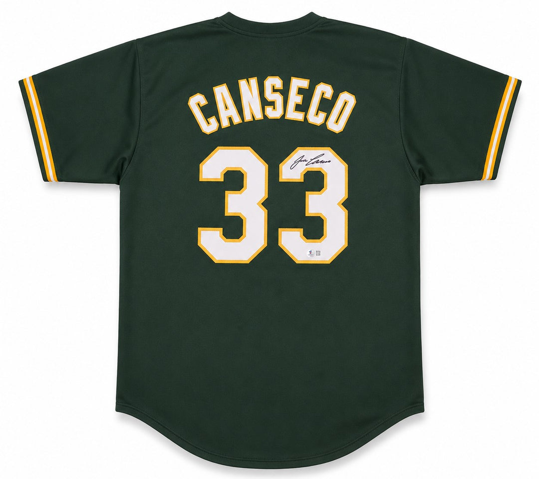 Oakland A's Jose Canseco Signed Green Jersey Beckett BAS Witness