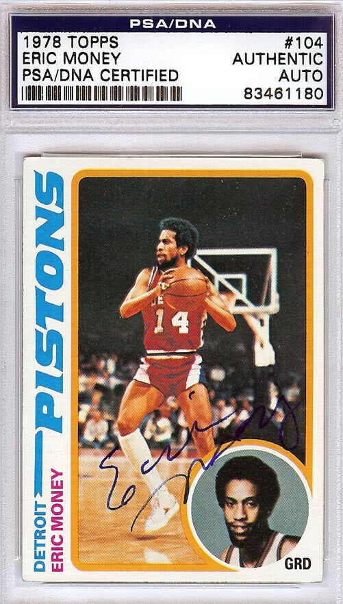 Eric Money Autographed Signed 1978 Topps Card #104 Detroit Pistons PSA/DNA