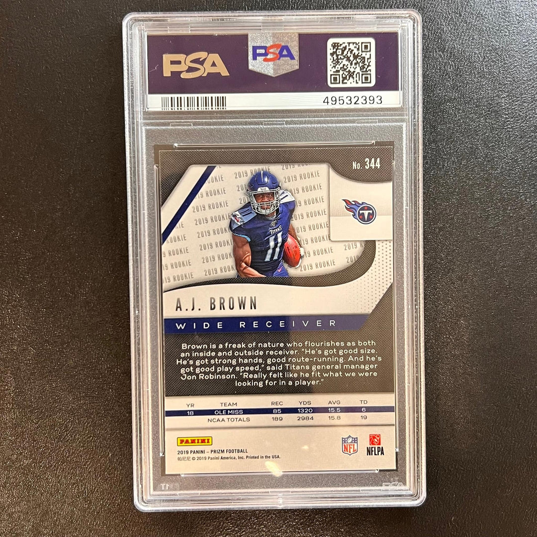 2019 Panini Prizm #344 AJ Brown Card PSA MINT 9 Slabbed Titans RC