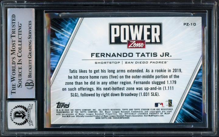 Fernando Tatis Jr Auto 2020 Topps Stadium Club Power Zone Card PZ-10 Sig 10 BAS