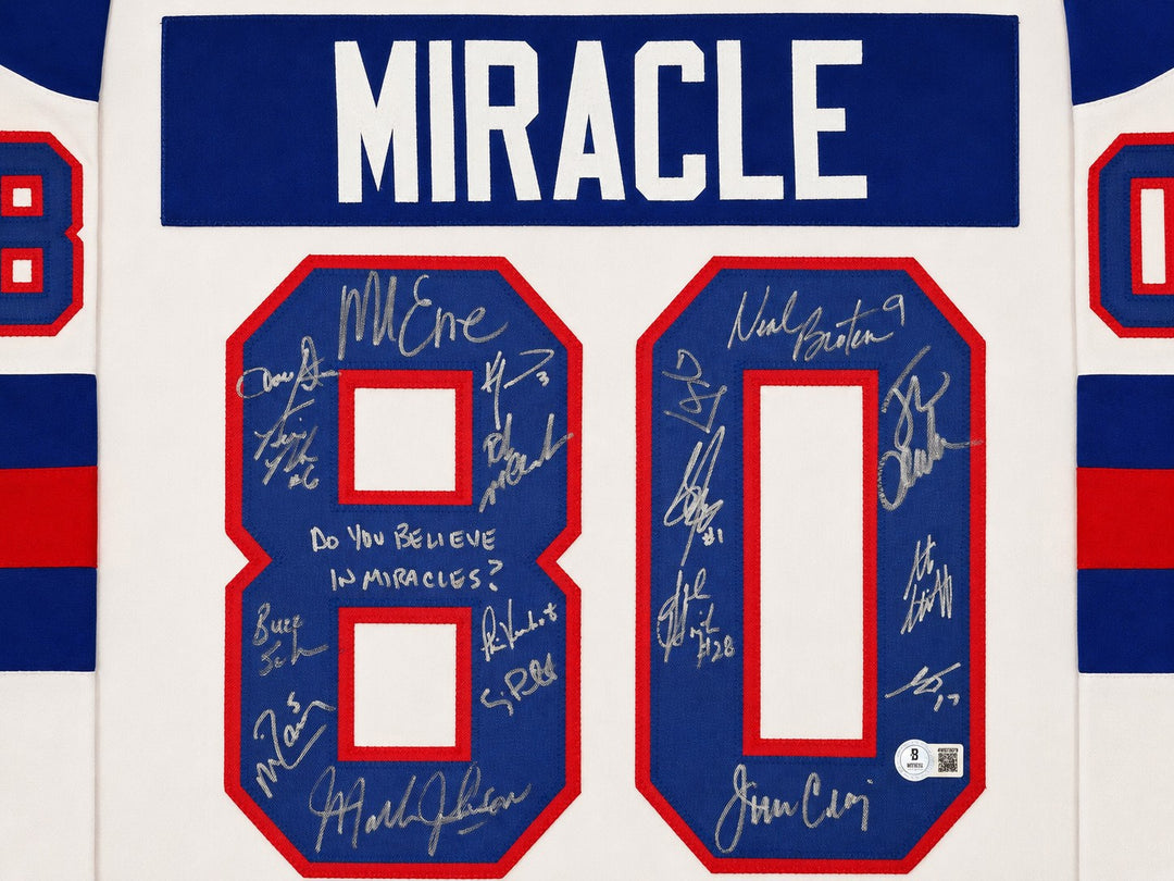 1980 USA Miracle on Ice Signed White Jersey "Do You Believe" 18 Sigs BAS Witness