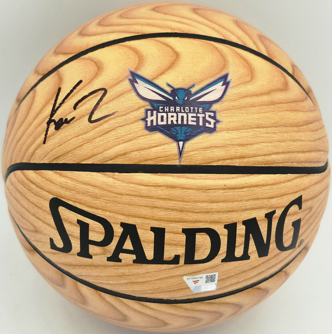 Kon Knueppel Signed Official Spalding Hornets Wood Logo Basketball Fanatics Holo