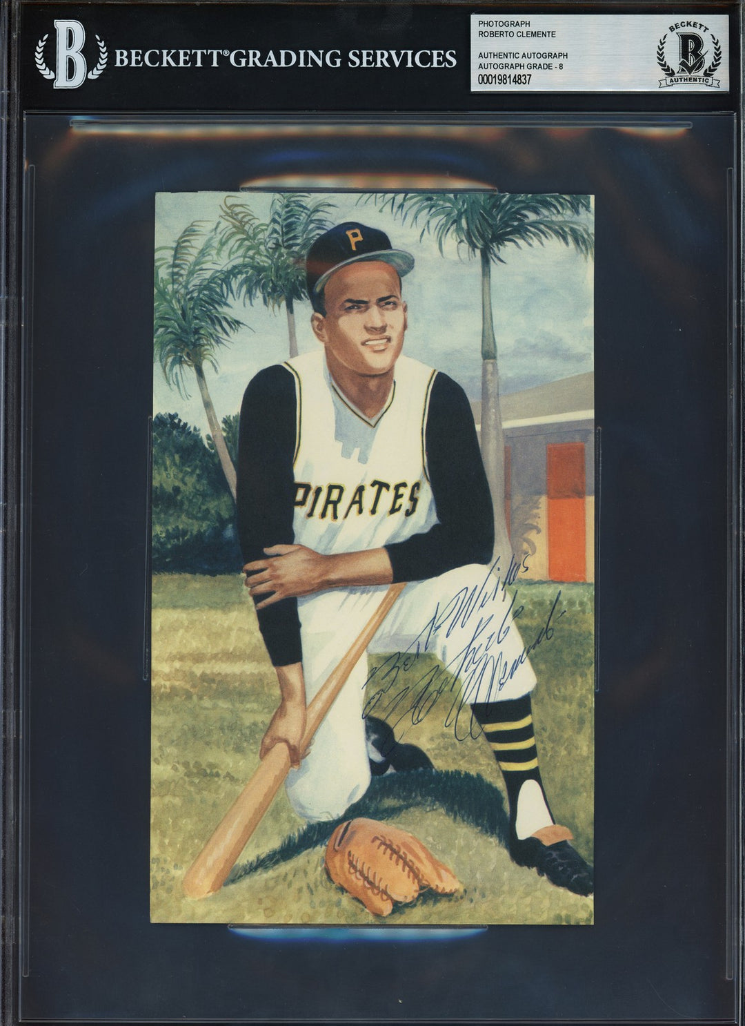 Roberto Clemente 5x8 Photo Pirates Auto Grade Near Mint/Mint 8 "Best Beckett