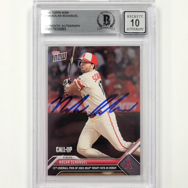 Nolan Schanuel 2023 Topps Now Rookie Debut signed RC card autograph BAS 10 Auto