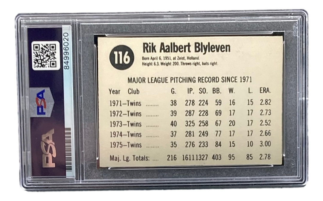 Bert Blyleven Signed Minnesota Twins 1976 Hostess #116 Trading Card PSA/DNA