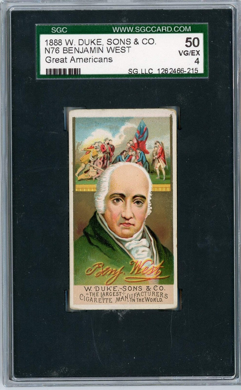 Graded 1888 N76 W Duke Sons Co Great Americans Benjamin West Tobacco Card SGC 4