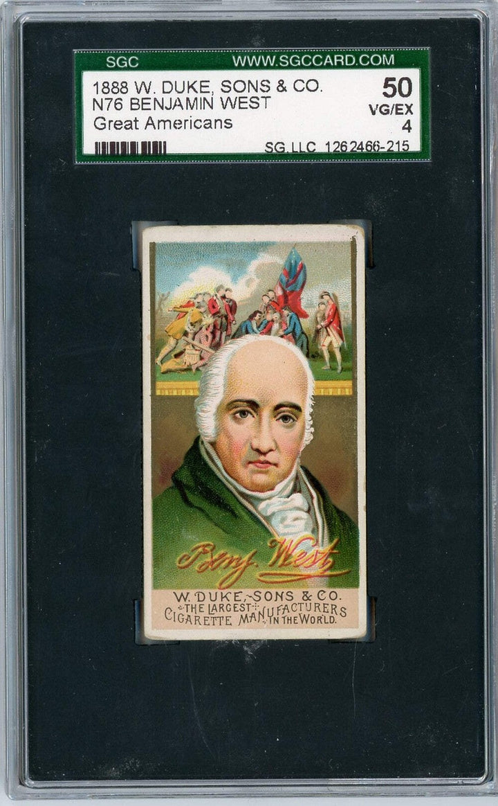 Graded 1888 N76 W Duke Sons Co Great Americans Benjamin West Tobacco Card SGC 4
