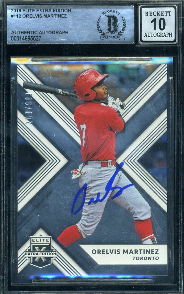 Orelvis Martinez Gem Mint 10 Beckett BAS Signed 2018 Panini Elite Extra Edition