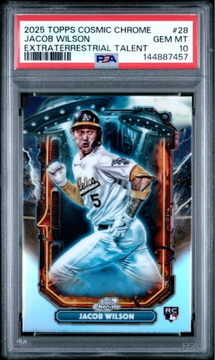 Graded 2025 Cosmic Chrome Jacob Wilson #28 Extraterrestrial Talent Card PSA 10