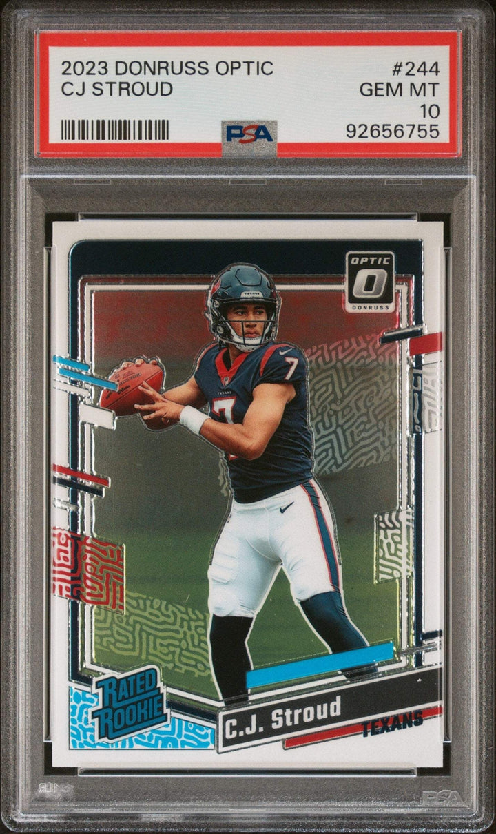 Graded 2023 Panini Donruss Optic CJ Stroud #244 Rookie Football Card PSA 10 Gem