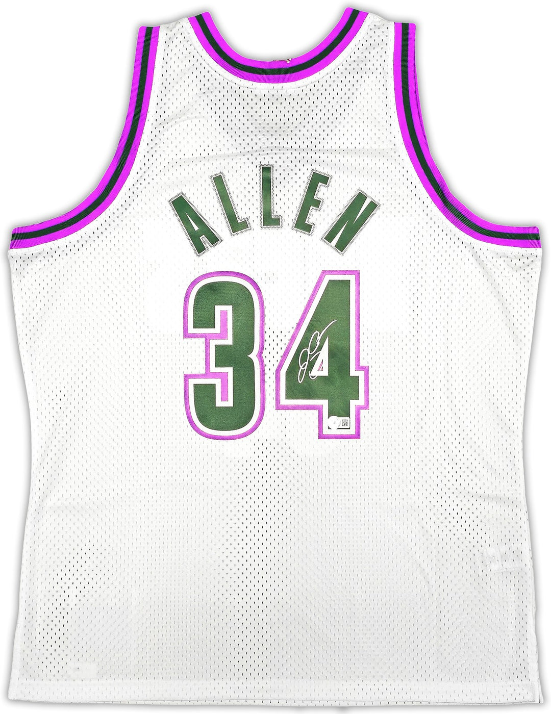 Bucks Ray Allen Auto White Auth Mitchell Ness 96-97 Swingman Jersey XL BAS