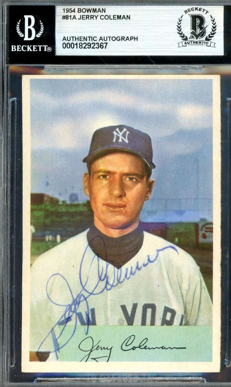 Jerry Coleman Beckett BAS Signed 1954 Bowman Autograph