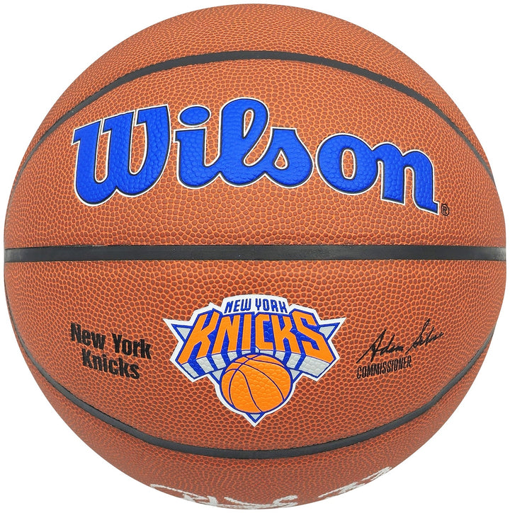 Patrick Ewing Signed Composite Leather Knicks Logo Basketball Beckett Wit