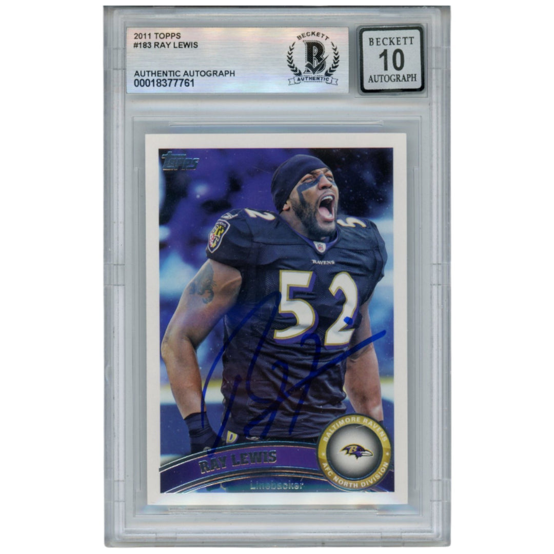 Ray Lewis Autographed/Signed 2011 Topps #183 Trading Card Beckett 52912