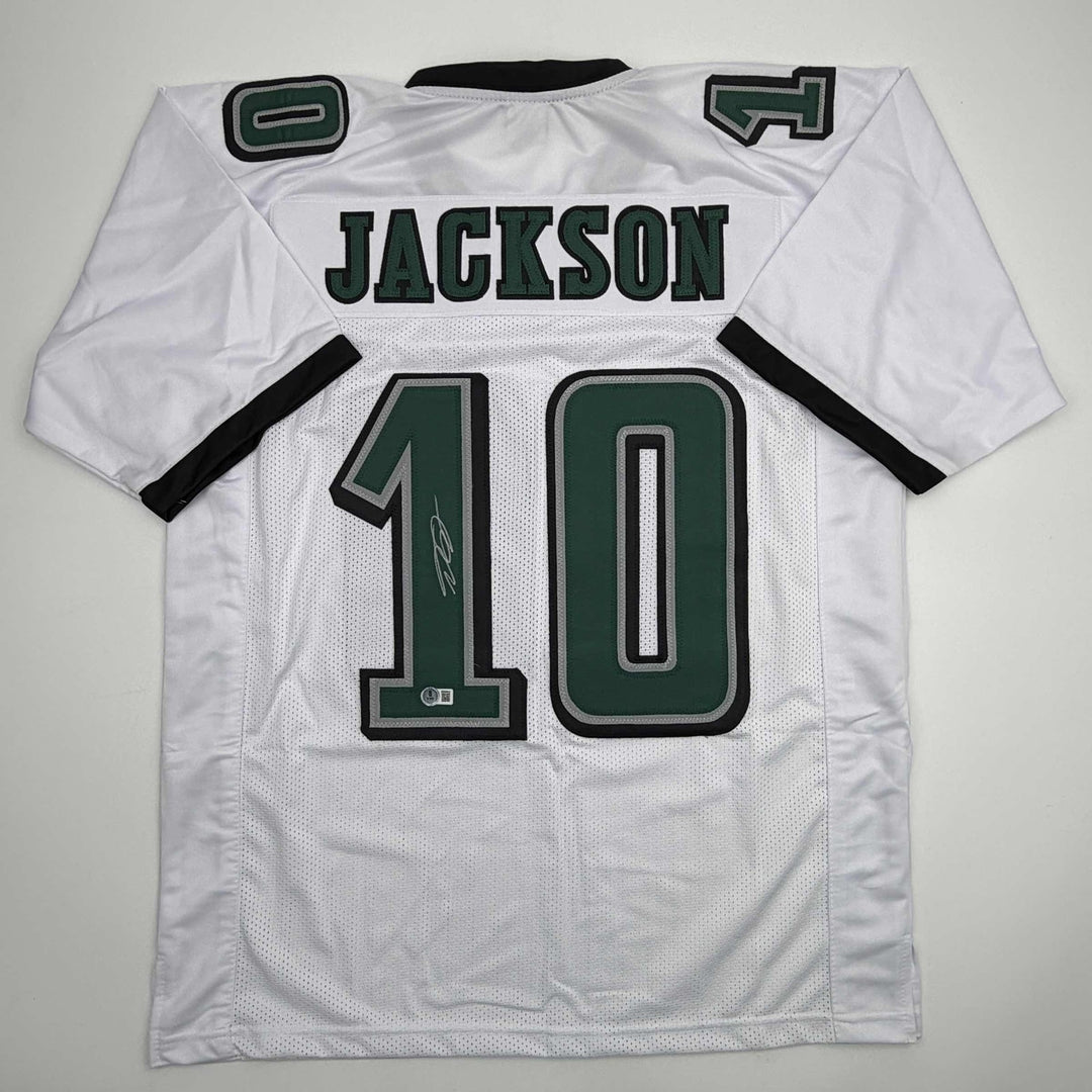 Autographed/Signed DeSean Jackson Philadelphia White Football Jersey Beckett BAS