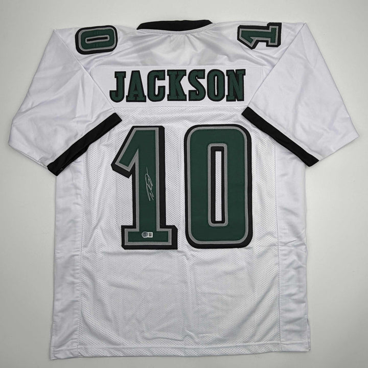 Autographed/Signed DeSean Jackson Philadelphia White Football Jersey Beckett BAS