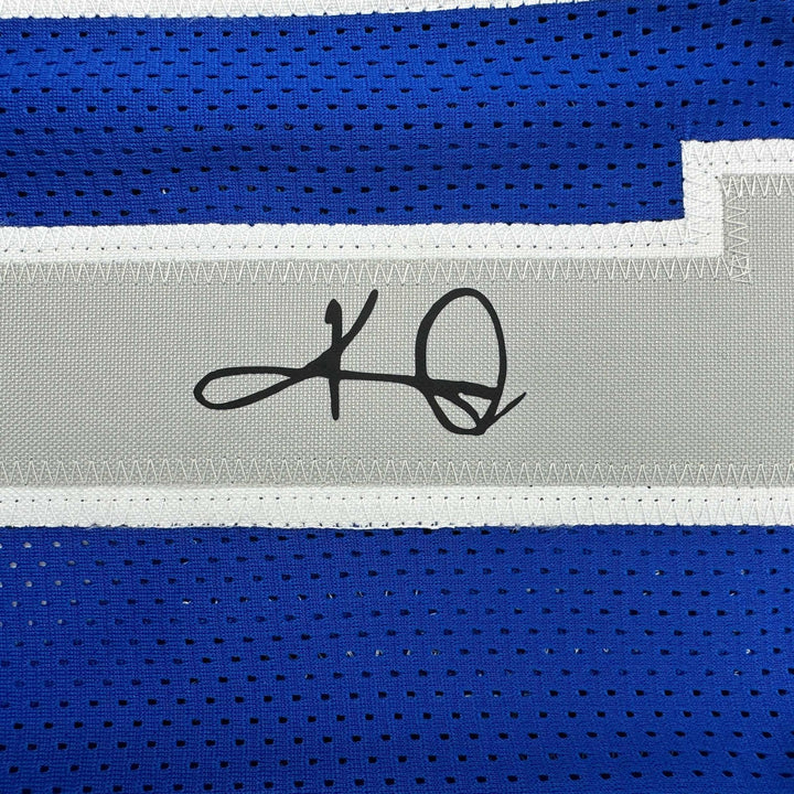Facsimile Autographed Kyrie Irving Dallas Blue Reprint Auto Jersey Size Men's XL