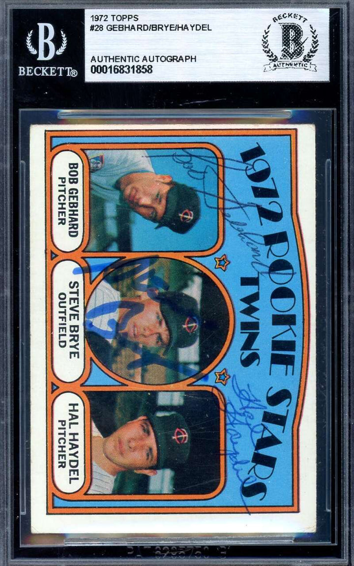 Gebha Brye Haydel Beckett BAS Signed By 3 1972 Topps Rookie Stars Autograph