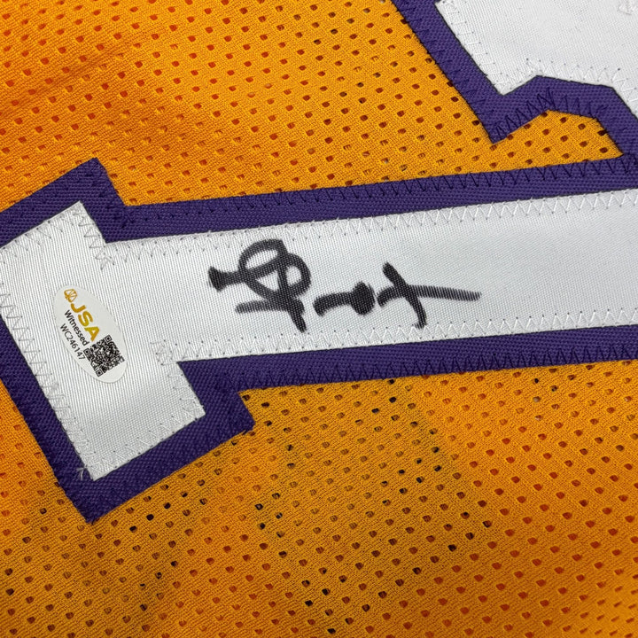 Autographed/Signed Lamar Odom Los Angeles Yellow Basketball Jersey JSA COA