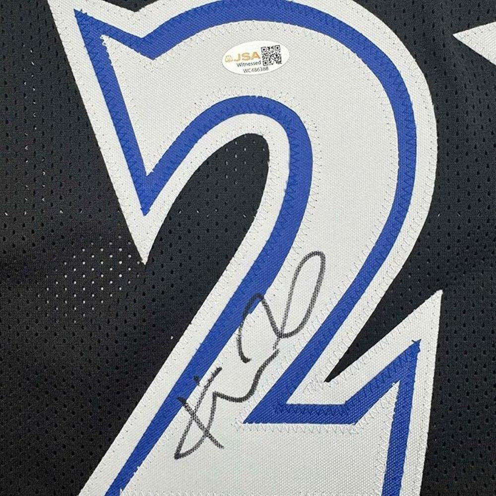 Framed Autographed/Signed Kevin Garnett 35x39 Minnesota Black Jersey Beckett COA