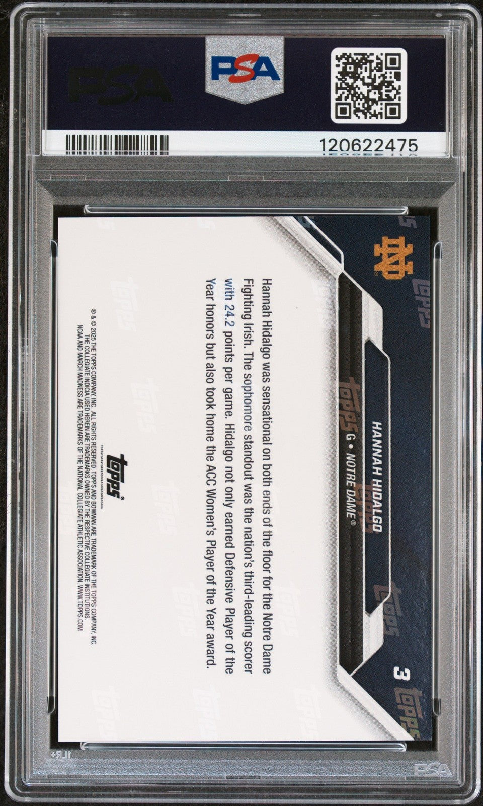 Graded 2025 Bowman U Now Hannah Hidalgo #3 March Madness Card PSA 10