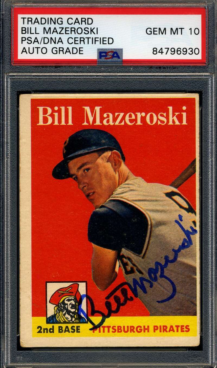 Bill Mazeroski Gem Mint 10 PSA DNA Signed 1958 Topps Autograph