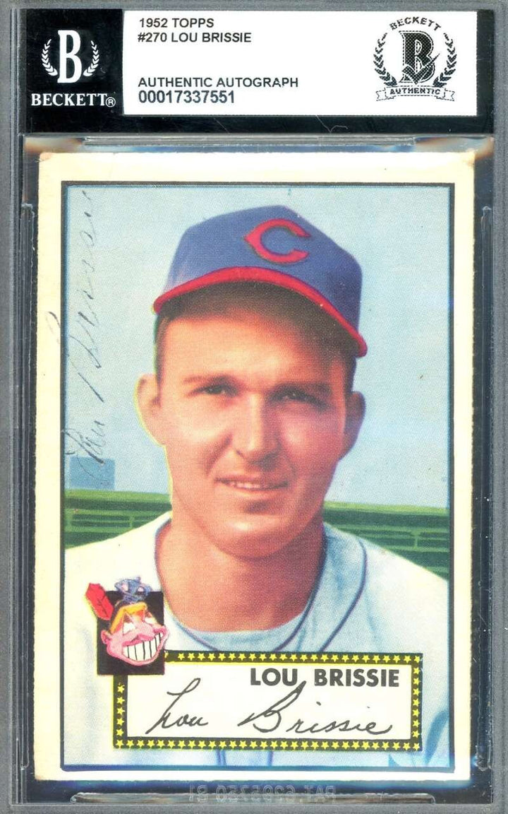 Lou Brissie Beckett BAS Vintage Signed 1952 Topps Autograph
