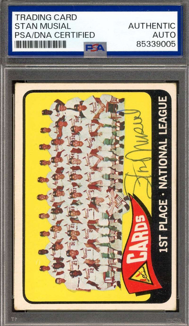Stan Musial PSA DNA Signed 1965 Topps Team Autograph