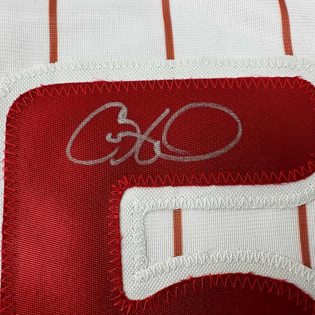 Framed Autographed/Signed Cole Hamels 35x39 Philadelphia Jersey BAS COA