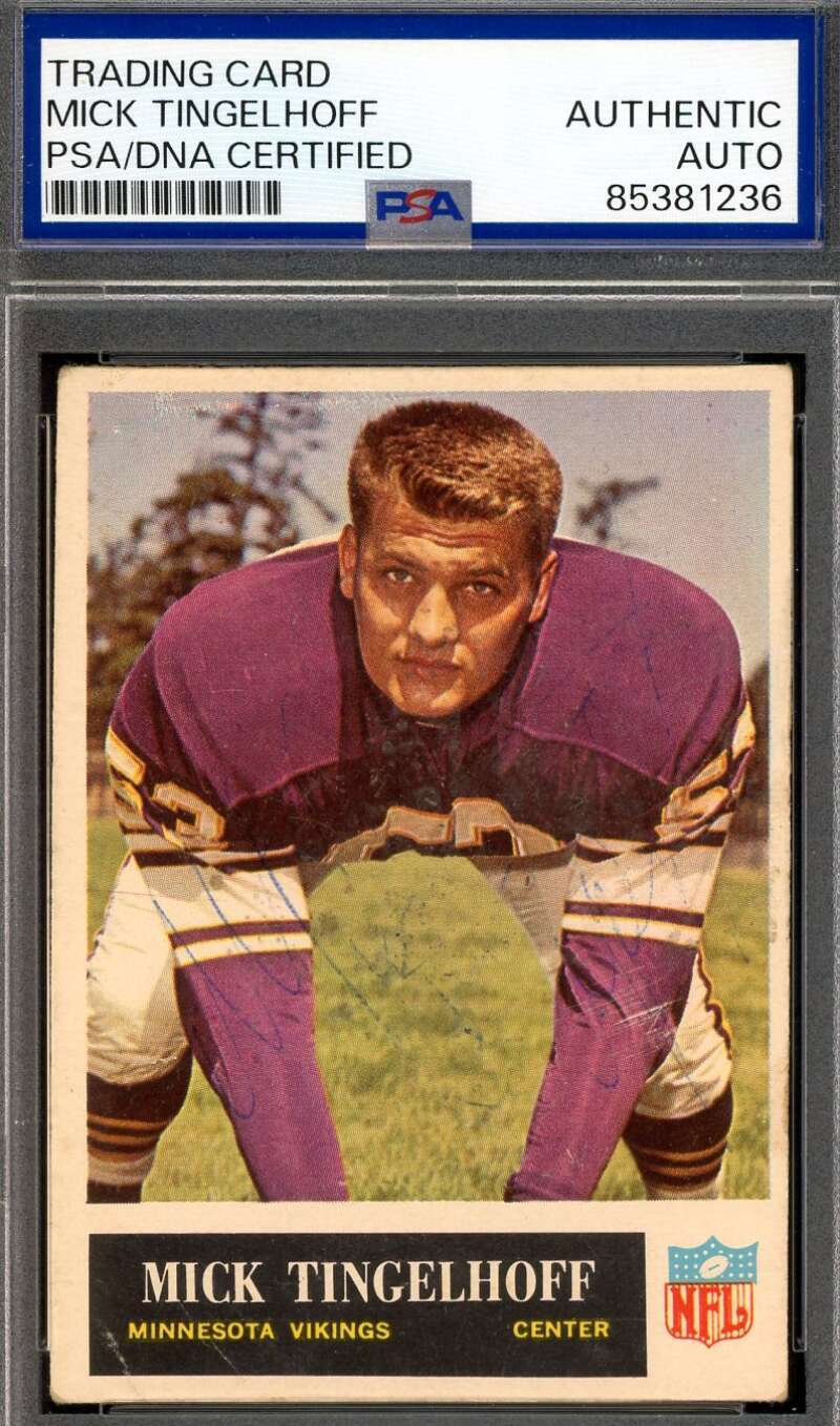 Mick Tingelhoff PSA DNA Vintage Signed 1965 Philadelphia Gum Autograph