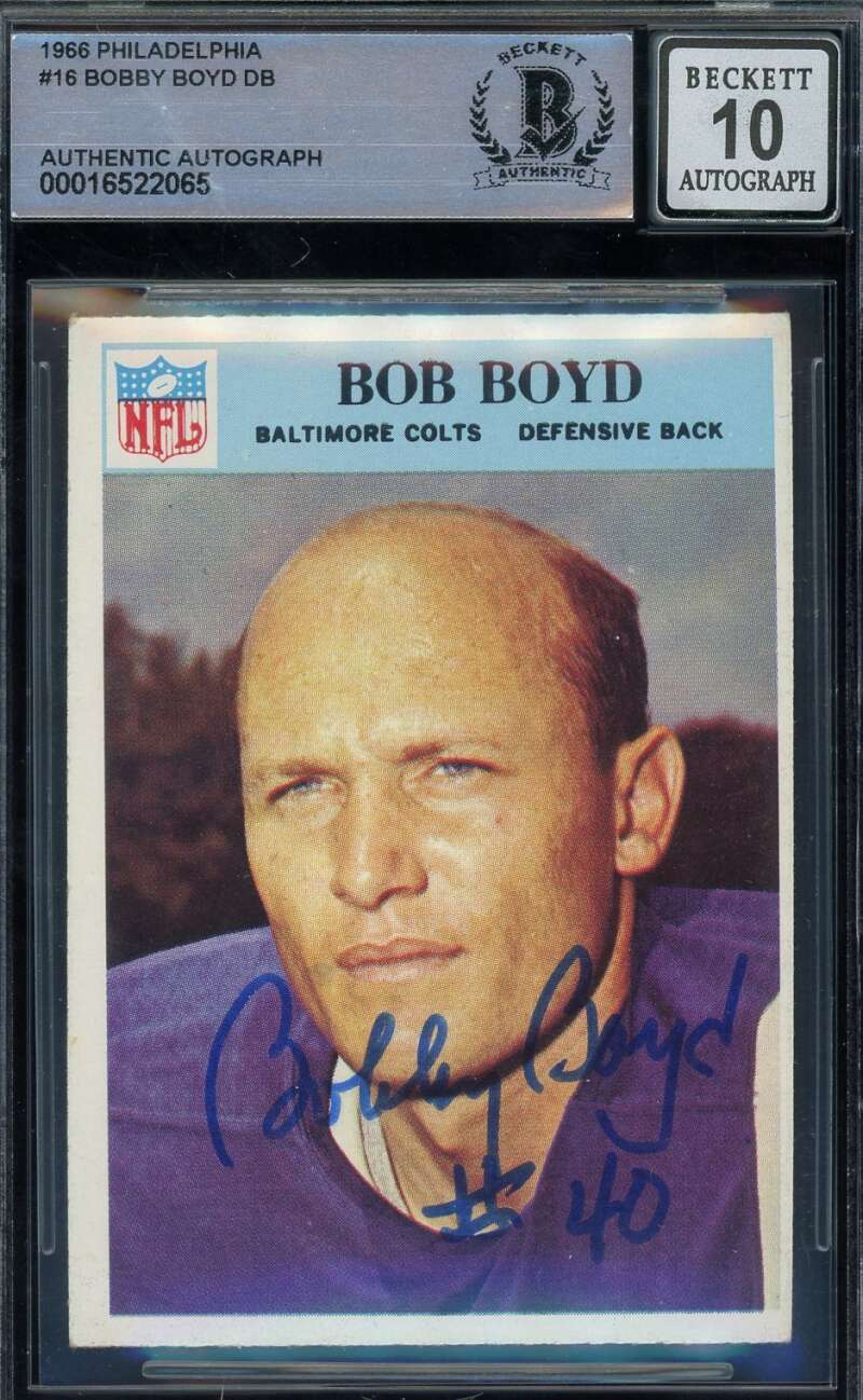 Bob Boyd Gem Mint 10 Beckett BAS Signed 1966 Philadelphia Autograph