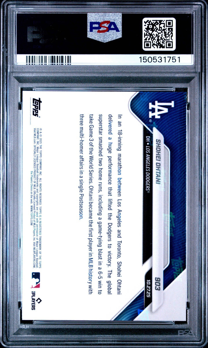 Graded 2025 Topps Now Shohei Ohtani #903 Baseball Card PSA 10 Gem Mint