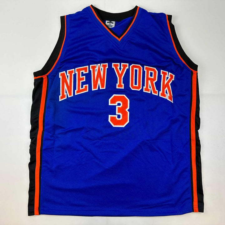 Autographed/Signed Stephon Marbury New York Blue Jersey Beckett COA