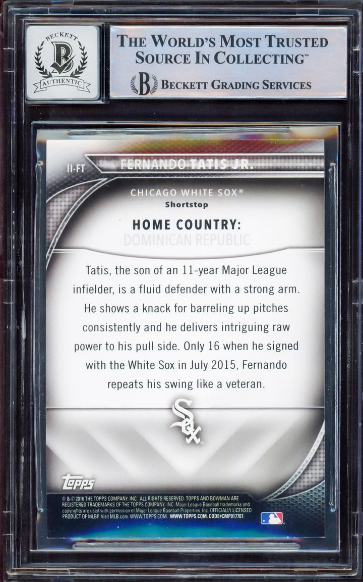Fernando Tatis Jr Auto 2016 Bowman International Ink RC II-FT BGS 8.5 Sig 10 BAS